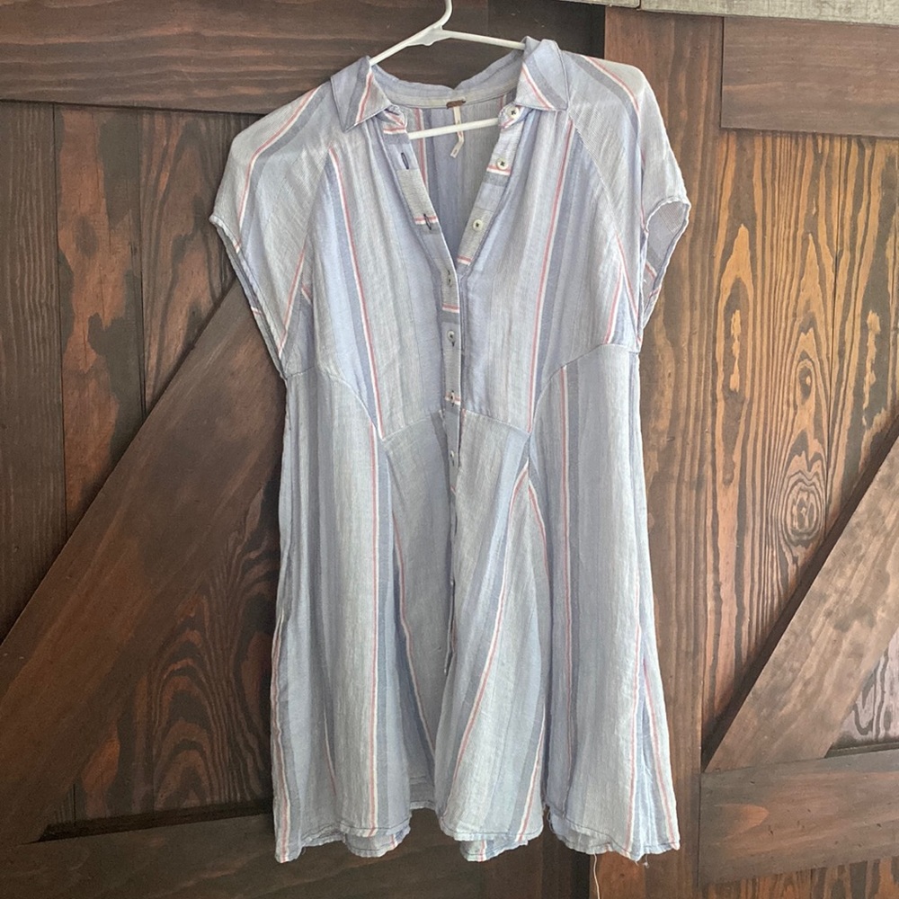 free people button down plaid stripe tunic dress!!